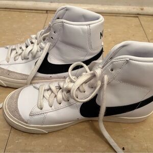 White and Black High-Top Sneakers